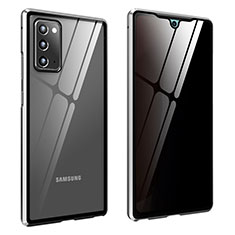 Custodia Lusso Alluminio Laterale Specchio 360 Gradi Cover per Samsung Galaxy Note 20 5G Argento