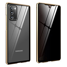 Custodia Lusso Alluminio Laterale Specchio 360 Gradi Cover per Samsung Galaxy Note 20 5G Oro