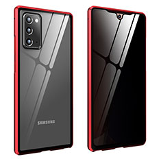 Custodia Lusso Alluminio Laterale Specchio 360 Gradi Cover per Samsung Galaxy Note 20 5G Rosso