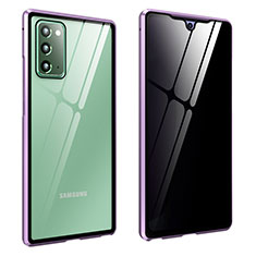 Custodia Lusso Alluminio Laterale Specchio 360 Gradi Cover per Samsung Galaxy Note 20 5G Viola