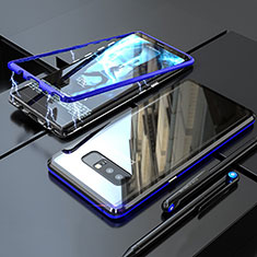 Custodia Lusso Alluminio Laterale Specchio 360 Gradi Cover per Samsung Galaxy Note 8 Duos N950F Blu
