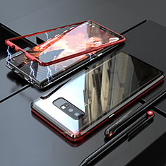 Custodia Lusso Alluminio Laterale Specchio 360 Gradi Cover per Samsung Galaxy Note 8 Rosso e Nero