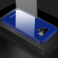 Custodia Lusso Alluminio Laterale Specchio 360 Gradi Cover per Samsung Galaxy Note 9 Blu