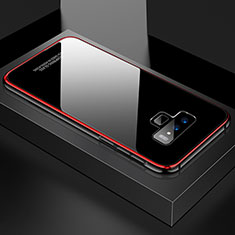 Custodia Lusso Alluminio Laterale Specchio 360 Gradi Cover per Samsung Galaxy Note 9 Rosso e Nero