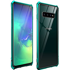 Custodia Lusso Alluminio Laterale Specchio 360 Gradi Cover per Samsung Galaxy S10 Verde