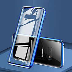 Custodia Lusso Alluminio Laterale Specchio 360 Gradi Cover per Samsung Galaxy S10e Blu