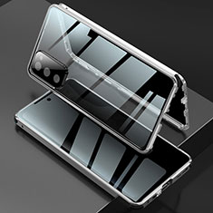 Custodia Lusso Alluminio Laterale Specchio 360 Gradi Cover per Samsung Galaxy S20 FE 4G Argento