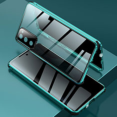 Custodia Lusso Alluminio Laterale Specchio 360 Gradi Cover per Samsung Galaxy S20 FE 4G Verde