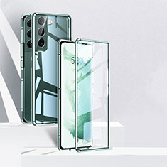 Custodia Lusso Alluminio Laterale Specchio 360 Gradi Cover per Samsung Galaxy S21 5G Verde