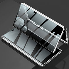 Custodia Lusso Alluminio Laterale Specchio 360 Gradi Cover per Samsung Galaxy S21 Ultra 5G Argento