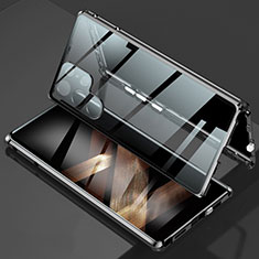 Custodia Lusso Alluminio Laterale Specchio 360 Gradi Cover per Samsung Galaxy S24 Ultra 5G Nero