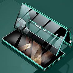 Custodia Lusso Alluminio Laterale Specchio 360 Gradi Cover per Samsung Galaxy S24 Ultra 5G Verde