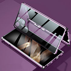 Custodia Lusso Alluminio Laterale Specchio 360 Gradi Cover per Samsung Galaxy S24 Ultra 5G Viola