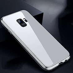 Custodia Lusso Alluminio Laterale Specchio 360 Gradi Cover per Samsung Galaxy S9 Bianco