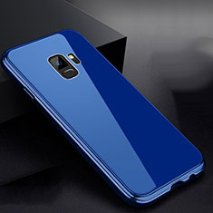 Custodia Lusso Alluminio Laterale Specchio 360 Gradi Cover per Samsung Galaxy S9 Blu