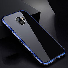 Custodia Lusso Alluminio Laterale Specchio 360 Gradi Cover per Samsung Galaxy S9 Blu e Nero
