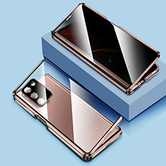 Custodia Lusso Alluminio Laterale Specchio 360 Gradi Cover per Samsung Galaxy Z Fold2 5G Oro