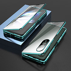 Custodia Lusso Alluminio Laterale Specchio 360 Gradi Cover per Samsung Galaxy Z Fold4 5G Verde