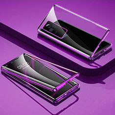 Custodia Lusso Alluminio Laterale Specchio 360 Gradi Cover per Vivo iQOO 7 Legend 5G Viola