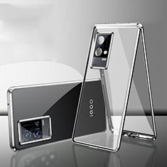 Custodia Lusso Alluminio Laterale Specchio 360 Gradi Cover per Vivo iQOO 8 Pro 5G Argento