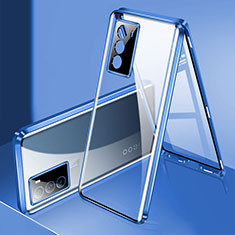 Custodia Lusso Alluminio Laterale Specchio 360 Gradi Cover per Vivo iQOO Neo5 SE 5G Blu