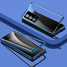 Custodia Lusso Alluminio Laterale Specchio 360 Gradi Cover per Vivo iQOO Z5 5G Blu