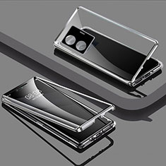 Custodia Lusso Alluminio Laterale Specchio 360 Gradi Cover per Vivo iQOO Z6 Pro 5G Argento