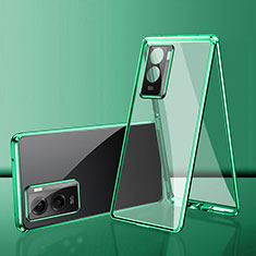 Custodia Lusso Alluminio Laterale Specchio 360 Gradi Cover per Vivo iQOO Z7 5G Verde