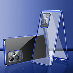 Custodia Lusso Alluminio Laterale Specchio 360 Gradi Cover per Vivo T1 5G India Blu