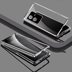 Custodia Lusso Alluminio Laterale Specchio 360 Gradi Cover per Vivo T2x 5G Argento