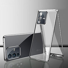 Custodia Lusso Alluminio Laterale Specchio 360 Gradi Cover per Vivo V25 Pro 5G Argento
