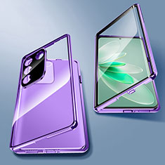 Custodia Lusso Alluminio Laterale Specchio 360 Gradi Cover per Vivo V27 Pro 5G Viola