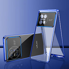 Custodia Lusso Alluminio Laterale Specchio 360 Gradi Cover per Vivo X Note Blu