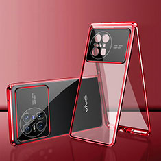 Custodia Lusso Alluminio Laterale Specchio 360 Gradi Cover per Vivo X Note Rosso