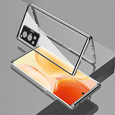Custodia Lusso Alluminio Laterale Specchio 360 Gradi Cover per Vivo X70 Pro 5G Argento