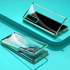 Custodia Lusso Alluminio Laterale Specchio 360 Gradi Cover per Vivo Y50t Verde