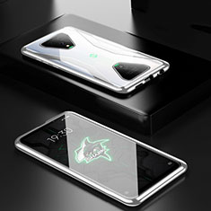 Custodia Lusso Alluminio Laterale Specchio 360 Gradi Cover per Xiaomi Black Shark 3 Argento