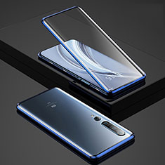 Custodia Lusso Alluminio Laterale Specchio 360 Gradi Cover per Xiaomi Mi 10 Pro Blu
