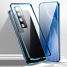 Custodia Lusso Alluminio Laterale Specchio 360 Gradi Cover per Xiaomi Mi 10 Ultra Blu