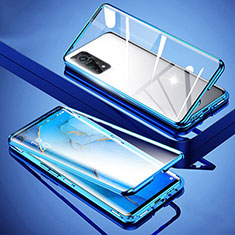 Custodia Lusso Alluminio Laterale Specchio 360 Gradi Cover per Xiaomi Mi 10T 5G Blu