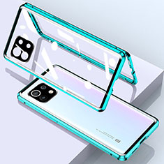 Custodia Lusso Alluminio Laterale Specchio 360 Gradi Cover per Xiaomi Mi 11 Lite 4G Verde