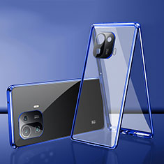 Custodia Lusso Alluminio Laterale Specchio 360 Gradi Cover per Xiaomi Mi 11 Pro 5G Blu