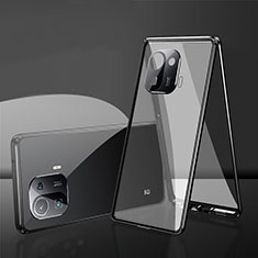 Custodia Lusso Alluminio Laterale Specchio 360 Gradi Cover per Xiaomi Mi 11 Pro 5G Nero