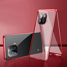 Custodia Lusso Alluminio Laterale Specchio 360 Gradi Cover per Xiaomi Mi 11 Pro 5G Rosso