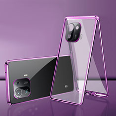 Custodia Lusso Alluminio Laterale Specchio 360 Gradi Cover per Xiaomi Mi 11 Pro 5G Viola