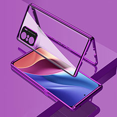 Custodia Lusso Alluminio Laterale Specchio 360 Gradi Cover per Xiaomi Mi 11i 5G Viola