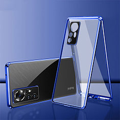 Custodia Lusso Alluminio Laterale Specchio 360 Gradi Cover per Xiaomi Mi 12 5G Blu