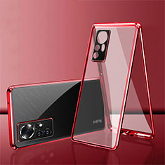 Custodia Lusso Alluminio Laterale Specchio 360 Gradi Cover per Xiaomi Mi 12 5G Rosso