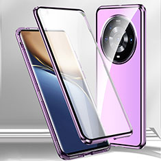 Custodia Lusso Alluminio Laterale Specchio 360 Gradi Cover per Xiaomi Mi 12 Ultra 5G Viola