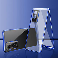 Custodia Lusso Alluminio Laterale Specchio 360 Gradi Cover per Xiaomi Poco C50 Blu